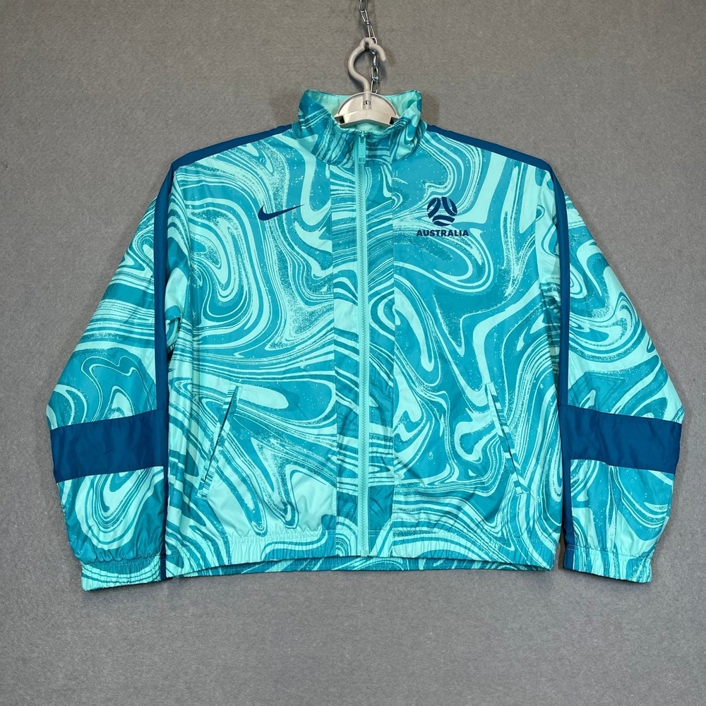 Australia Soccer National Team Jacket Womens Small Blue Swirl Nike Oversize Fit